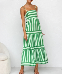 Crizelle - Gestreiftes Maxikleid – Grün