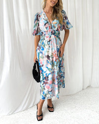 Elvira - Langärmliges Boho-Kleid – Blau