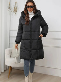 Keyven | Winter Luxe Lange Oberbekleidung mit Kapuze – Schwarz