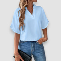 Stella | V-Ausschnitt Bluse – Blau