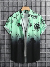 Tropisches 3D-Blumen-Hawaii-Hemd – Stil und Komfort in einem – Grün Schwarz