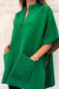 Lasetha | Grüne Zipper-Stehkragenjacke – Grün