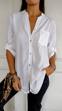 Eveline - Sequin-Ärmeltop – Weiß