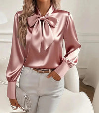 Kanikka – Satin Bluse Mit Schleife – Rosa