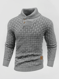 OTMAR - DICKER STRICKPULLOVER MIT HOHEM KRAGEN – Dunkelgrau