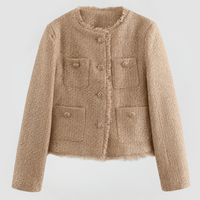 GISELA - ELEGANTE JACKE MIT GOLDENEN KNÖPFEN – Khaki