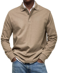 Julian | Luxe Polo mit langen Ärmeln – Khaki