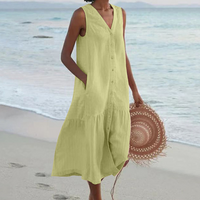Mary | Damen Luftiges V-Ausschnitt Sommerkleid – Grün