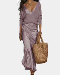 Thalia - Satin-Maxikleid – Lila