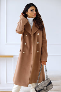 Trenchcoat Damen Elegant | Winter Lang Doppelreihig – Braun