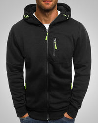 Andrew | Herren Legerer Taschen Zip-Hoodie – Schwarz