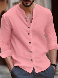 Xavier | Herren Retro-Leinenhemd – Rosa