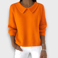 Lynora – Pullover mit Kragendetail – Orange