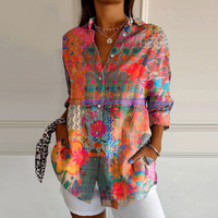 Damen Elegante Blumenbluse | Zeitloses Design mit Knopfleiste – Mehrfarbig