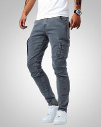 David | Herren Lässige Slim Fit Hose – Grau