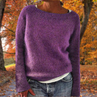 Charlotta | Damen Lässiger Lockere Passform Strickpullover – Lila