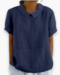 Damen Entspannte Kurzarmbluse | Elegant – Marine