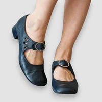 Eline | Orthopädische Ledersandalen mit bequemer Keilsohle – Dunkelblau