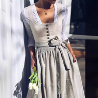 Laurene | Damen Quadratischer Ausschnitt Oktoberfest Dirndl Kleid | 2025 – Grau