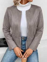 Leymirae | Braune Langarm Zip-Up Jacke – Grau