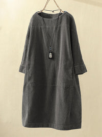 QUIRINA - WEITES KLEID MIT LANGEN ÄRMELN – Grau