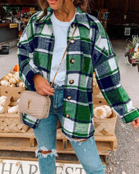 Vivien™ - Lässige Jacke mit Karomuster und Knopfleiste – Grün