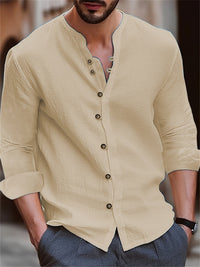 Xavier | Herren Retro-Leinenhemd – Khaki