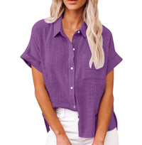 Savannah | Brusttaschen Durchgeknöpft Hemd – Lila