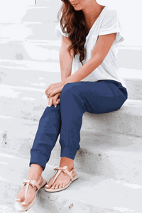 Josephine | Kordelzug Knöchelbündchen Joggerhose – Marine