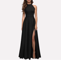 Dominique | Damen Formelles Abend Maxikleid mit Seitenschlitz – Schwarz