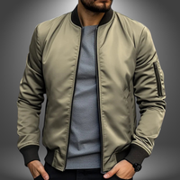 Herren Stehkragen Sommer Bomberjacke – Beige