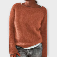 Regine – einfarbiger Strickpullover – Orange