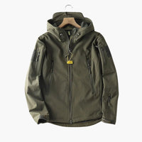 Herren Kapuzenjacke mit Reißverschluss und Ärmeltaschen – Oliv