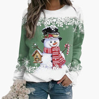 Denise - Schneemann Weihnachts-Pullover – Grün