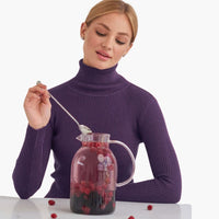 Damen Turtleneck Pullover mit gerippten Bündchen und Saum – Dunkellila
