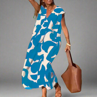 Daniela | Trendiges Kleid mit V-Ausschnitt – Blau