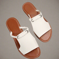 Katelina | Handgefertigte flache Sandalen aus hochwertigen Materialien – Weiß