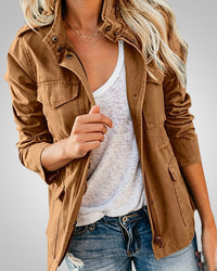 Adeline | Damen Lässiger Herbstjacke mit Taschen – Braun