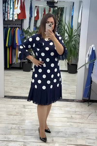 Gigi – Midikleid Mit Polka-Punkte Und Ausgestellten Ärmeln – Weiß