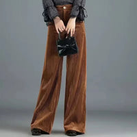 PRISKA - CORDHOSE MIT WEITEM BEIN – Braun