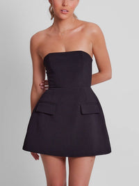 Romana | Damen Trägerloses A-Linien Minikleid – Schwarz