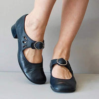Heidi-Mode | Orthopädische Keilsandalen aus Leder mit Schnalle – Blau