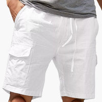 Herren Cargo Shorts mit Taschen aus Sommerstoff – Weiß