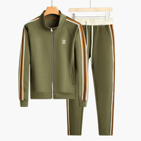 Herren Slim-Fit Trainingsanzug mit Reißverschluss und Taschen – Grün