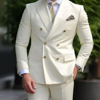 Herren Zweireihig Formell Hochzeitsgast Anzug Set | Zweiteiliges Set – Weiß