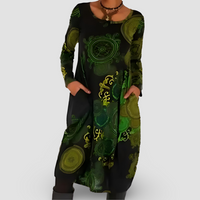LENA - LOCKERES KLEID MIT KÜNSTLERISCHEM MUSTER – Grün