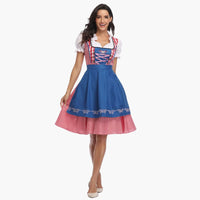 Dirndl kleid mit Schürze für Damen - Oktoberfest 2025 – Blau