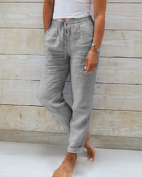 Veronica | Lässige Hose mit geradem Bein – Grau