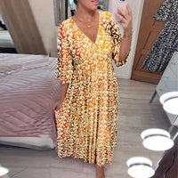 Mhara | Chic Kleid mit ausgestellten Ärmeln – Gelb