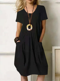 CALLAN - WEITES BAUMWOLLKLEID – Schwarz